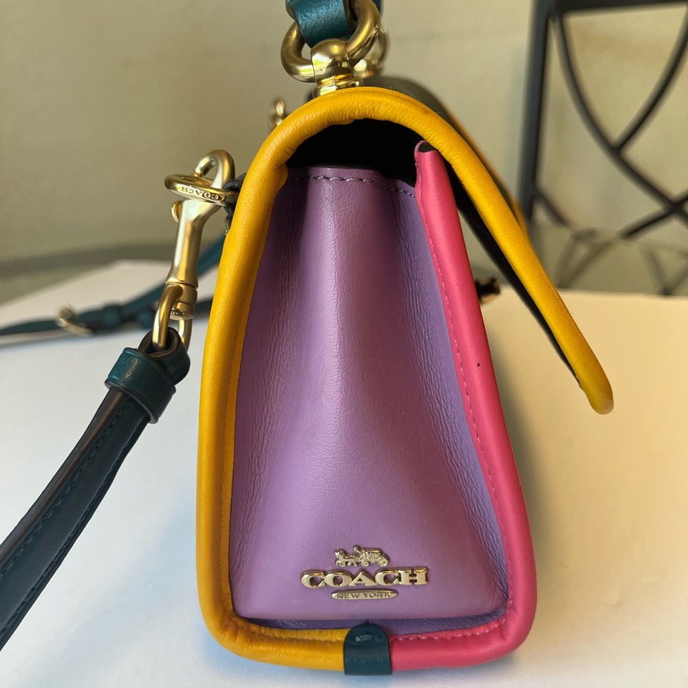 Coach Signature Colorblock Small Top Handle Bag in Multicolor. - Picture 5 of 14